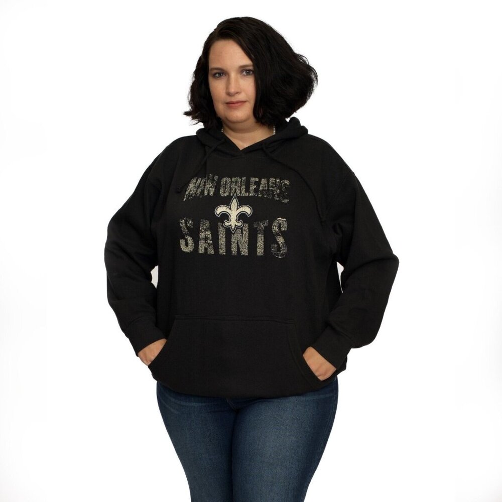 New Orleans Saints NFL Women's Plus Size Screen Print Hoodie 4X